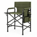 Olive Green Folding Director Chair with Side Tray and Storage Organizer, 24 x 19 x 45 in