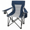 Folding High-Back Camping Chair with Cup Holder and Side Pocket, Blue/Gray/Black, 37.4 x 23.6 x 39.4 in