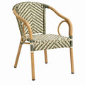 Beige/Green/Natural Brown Woven Bistro Armchair with Arched Arms, 22 x 24 x 34 in