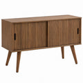 Walnut Brown MDF Sliding Door Accent Cabinet, 47.2 x 15.7 x 31.5 in