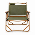 Olive Green and Brown Folding Director Chair, 22.8 x 19.7 x 34.3 in