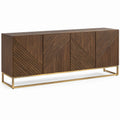 72 x 18 x 34 in Brown Engineered Wood Storage Cabinet with Gold Steel Base