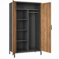 36 x 18 x 72 in Freestanding Wardrobe with 4 Shelves and Hanging Rod, Walnut and Black